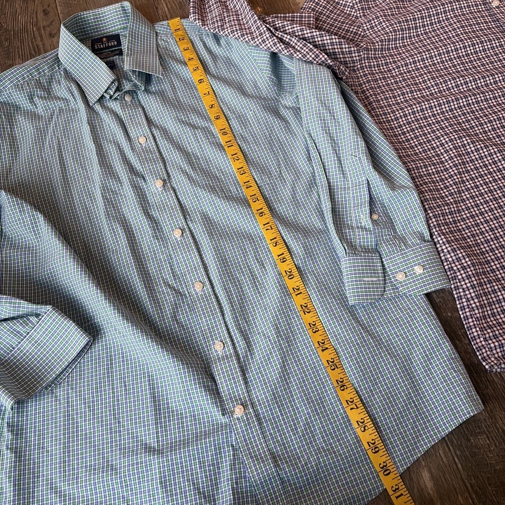 Lot of 2 Stafford Travel Easy-Care Long Sleeve Button Up‎ Plaid Men's 16.5 32/33 - Picture 8 of 11